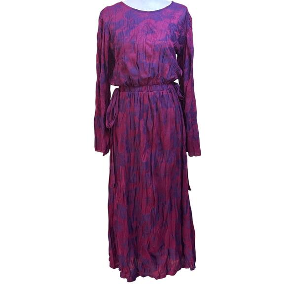 Zara Wrinkled Jacquard maxi dress, maroon/purple, bohemian, romantic, dramatic - Picture 1 of 6